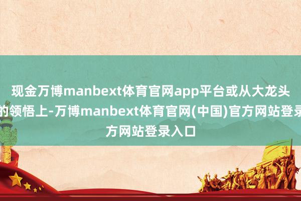 现金万博manbext体育官网app平台或从大龙头逃顶的领悟上-万博manbext体育官网(中国)官方网站登录入口