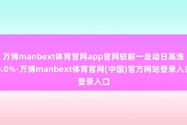 万博manbext体育官网app官网较前一走动日高涨0.0%-万博manbext体育官网(中国)官方网站登录入口