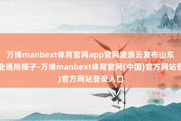 万博manbext体育官网app官网波浪云发布山东石化行业通用模子-万博manbext体育官网(中国)官方网站登录入口